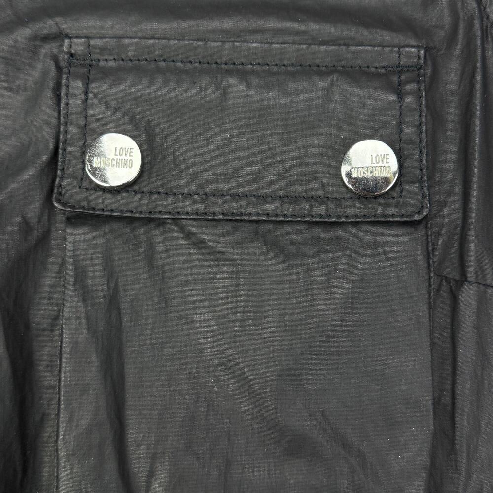 LOVE MOSCHINO Black Front Button Shift Dress Size 4 Made In Italy - Picture 4 of 7